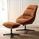 Artiss Armchair Lounge Chair Ottoman Swivel Accent Sofa Fabric Chairs Orange