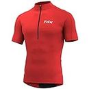 FDX Men’s Cycling Jersey - Half Zipped, Half Sleeves, Summer Cycle Breathable Tops with 4 Pockets - Bicycle Riding Shirt, MTB Racing, Mountain Bike, Running, Outdoor Sports Clothes (Red, X-Large)