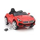 SBToys 12V Battery Operated Ride on Battery Car with Mobile Application Control and Remote Control, Swing Option, Lights and Music System for 1 to 5 Years Kids (RED)