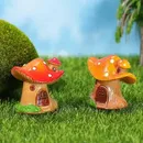 Mushroom House Ornaments Miniature Fairy Garden Resin Mushroom Figurines Crafts Ornament Home