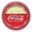 Mark Feldstein & Associates Drink Coca Cola Retro Refrigerator Style Round Diner Wall Clock, Red, 10 Inch