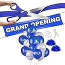 Deluxe Grand Opening Ribbon Cutting Ceremony Kit - 25" Giant Scissors with Blue Satin Ribbon, Banner, Bows, Balloons & More
