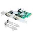 ELIATER 2-Port PCIe Serial Expansion Card with Industrial DB9 RS232 COM Ports, 16C550 UART WCH382 Chip for Windows XP, Vista,7, 8.x, 10, 11 32/64bit and Linux PCs, Low Bracket Included