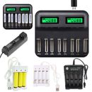 LCD 8-Slot Battery Charger USB Powered AA/AAA/C/D Rechargeable Battery Charger