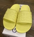 Givenchy Mens 4G Logo Embossed Slides Sandals Yellow EU 43 US 9.5 FREE Ship