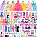 BARWA 57 Pack Doll Clothes and Accessories 5 Fashion Dresses 4 Tops 4 Pants Outfits 3 Wedding Gown Dresses 3 Swimsuits Bikini 5 Mini Dresses, 10 Hangers 15 Shoes Computer Cosmetic for 11.5 inch Doll