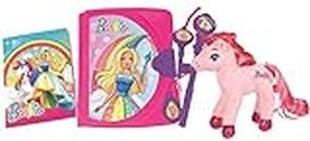 Lexibook SD15BBY Mattel, Diario Secreto Electrónico con luz y sonido, peluche de Barbie Unicornio, cuaderno, Llave mágica, bolígrafo y medallón mágico, Juguete para Niñas, Rosa/Púrpura