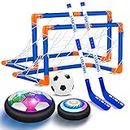 OASO Kids Toys Hover Hockey Soccer Ball Set with 3 Goals, Rechargeable Floating Air Soccer Ball with Led Light and Foam Bumper, Indoor Outdoor Sport Games Toys Gifts for Boys Girls Aged 3 4 5 6 7 8-12
