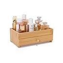 PELYN Make up Organizers and Storage for Vanity, Bathroom Organizer Countertop Bamboo Cosmetic Skincare Perfume Organizers Fits for Vanity Dresser Bathroom