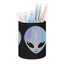 Psychedelic Aliens Cute Desk Pen Holder Round Desktop Pencil Cup Storage Supplies Organizers for Office Home Decor