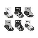 PUMA Baby 6 Pack Infant Anklet Socks, White/Black, 12-24 Months