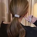 Wendalern Boho Rhinestone Ponytail Holder Cuffs Geometric Elastic Scrunchies Gold Crystal Ponytail Hair Tie Band Luxury Ponytail Hairband Ring Hair Accessories For Women And Girls