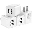 USB Charger, 4-Pack 2.1A/5V Dual Port Phone Charger, USB Charging Block Wall Plug Power Adapter Portable Charger for iPhone 14/Pro Max/13/12/11 XR/XS/X/8/7/6 Plus/SE, iPad, Samsung, Huawei,Moto