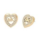 Michael Kors Womens Gold-Tone Heart Stud Earrings, One Size