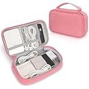 Homelove Electronics Cable Organizer Bag, Travel Accessories Cable Organizer Pouch, Waterproof Cord Organizer Portable Storage Bag for Cable, Cord, Charger, Phone, Travel Carry Bag (Pink)