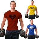 Men Casual Sport Gym T-Shirt Bodybuilding Fitness Cotton Shirt Clothes