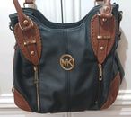 Michael Kors Handbag Womens ladies Logo Handbag Black/ Tan