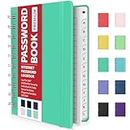 Forvencer Password Book with Individual Alphabetical Tabs, 4" x 5.5" Small Password Notebook, Spiral Password Keeper, Internet Address and Password Organizer, Password Logbook for Home Office, Teal