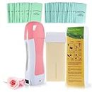 CUVLY Wax Heater Machine Roll on Wax Hair Removal Wax Kit Wax Heater machine Wax Refill Cartridge Wax Strips With Wipes Waxing kit for Women Wax(Pack of 5) (wax Roller Heater Machine Combo)