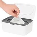 Wipes Dispenser, Wipe Holder for Baby & Adult, Seposeve Refillable Wipe Container, Keeps Wipes Fresh, One-Handed Operation. Non-Slip, Easy Open/Close Wipes Pouch Case, Grey