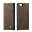 QLTYPRI Case for iPhone 7 Plus 8 Plus, Vintage PU Leather Wallet Case Card Slot Kickstand Magnetic Closure Shockproof Flip Folio Case Cover for iPhone 7 Plus 8 Plus - Coffee Brown