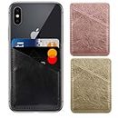 PU Leather Cell Phone Wallet, Adhesive Sticker Cash Credit Card Holder for Back of Phone, Stick On Pouch Sleeve Pocket Compatible with iPhone Samsung Galaxy Android Most Phones