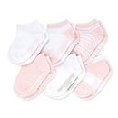 Burt's Bees Baby Baby Socks, 6-Pack Ankle or Crew with Non-Slip Grips, Made with Organic Cotton, Pink Blossom Multi, 2-3T
