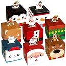 Yeaqee 32 Pcs Christmas Goody Gift Boxes 3D Xmas Candy Treat Box Christmas Favor Boxes Cookies Tins Holiday Cardboard Gift Wrap Boxes Paper Gift Holder for Party Favor Supplies, 8 Styles