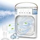 Portable Mini Evaporative Air Cooler with LED Light - 3 Wind Speeds, 3 Spray Modes, Timer - Ideal for Home, Office, Dorm, and Travel