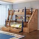 Wudniture Furniture Solid Sheesham Wood Bunk Bed for Kids of 4 to Old | Bunk Bed for Bedroom-Brown Blue Finish, Twin