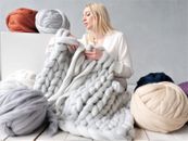 Hilo de lana grueso súper suave voluminoso tejido de brazo lana merino hilo gigante