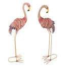 Bay Isle Home™ Sandborn Flamingo Garden Statues - 2 Lawn Ornaments - Handcrafted - Easy to Assemble Yard Art in Pink | Wayfair