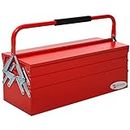 DURHAND 22" inches Metal Tool Box Portable 5-Tray Cantilever Steel Tool Chest Cabinet, Red