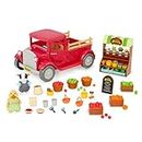 Li’l Woodzeez – Lil Woodzeez – Toy Pickup Truck – Farmer Stand Playset – Animal Figurines Included – Kids 3 Years + – Farmer's Market Truck - Deluxe
