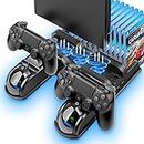 Labtec Support PS4 avec ventilateur de refroidissement PS4 et station de charge double manette pour Playstation 4/PS4 Slim/PS4 Pro avec 12 emplacements de jeu, accessoires PS4