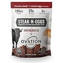 Ovation Foods Steak-N-Eggs Beef Strips, Zero Sugar, High-Protein Jerky (25g premium protein), Gluten Free, KETO, Paleo 1.6oz Bag - Smokehouse