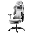 AutoFull C3 Office Chair, Gaming Chair, Recliner Chair, High Resilience, Load Capacity 330.7 lbs (150 kg), Extendable Ottoman, Breathable, Fabric, High Back, Low Back Pain, Gray