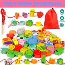 42Pcs Wooden Educational Montessori Threading Learning Toys Stringing Toys Gifts