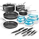 Granitestone 26 Pc Pots and Pan Set with Sharp Nutribade Knife Set + Stretch & Fresh Storage Containers, Non Stick Cookware Set, Pots and Pans Set, Pot Set, Dishwasher Safe, 100% PFOA Free