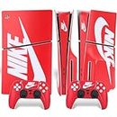 PS5 Slim Skin Disk Edition, Console and Controller Skins for PS5 Slim Disk Edition, PS5 Slim Skin Decal Sticker for Console and Controllers - Red Shoebox