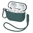 MATEPROX AirPods Pro 2 Case with Keychain/Hand Strap, AirPods Pro 2nd Generation[2022] Protective Shockproof Silicone Headphone Cover Support Wireless Charging for AirPods Pro 2 Gen - Pine Green