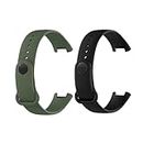 TechMount Soft Silicone Classic Combo Strap Bands for Redmi Smart Band Pro Smart Watch Only, Comfort and Flexible Straps for Men Women and Boys & Girl (BLACK- GREEN)