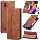 Jasonyu Case for Samsung Galaxy A10 Leather Wallet Flip Cover with Card Holder,Kickstand, Magnetic Closure,TPU Shockproof Phone Case Compatible with Samsung A10 (Brown)