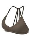 YEOREO Workout Sports Bras for Women Padded Strappy Open Back Gym Bra Lorelie Light Impact Criss Cross Yoga Crop Top Coffee S
