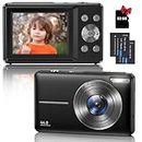 Digital Camera, 1080P HD 44MP Kids Digital Camera With 32GB Card, LCD Screen Rechargeable Compact Camera with 16X Digital Zoom Camera for Kids, Boys Girls, Adult,Teenagers, Students (Black)
