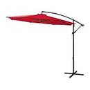 FLAME&SHADE 10 ft Cantilever Offset Outdoor Patio Umbrella with Cross Base Stand, Red