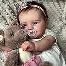 iCradle 20inch50CM Reborn Baby Dolls Silicone Full Body Realistic Newborn Toddler Doll with Brown Hair Anatomically Correct Washable Toy Gifts for Age3+
