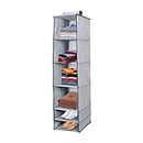 UNICRAFTS Hanging Organizer 6 Shelves Non-Woven Foldable and Collapsible Wardrobe Cupboard 6 Tier Clothes Shoes Storage Set of 1 Grey