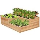 VIVOSUN 3-Tier 3-Grid Wooden Raised Garden Bed, 42.5 x 34.5 x 15 Inches, Outdoor Elevated Wood Planter Box with Screwdriver for Gardens, Patios, Backyards, Balcony and Outdoors