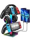 RGB Gaming Headphones Stand with 2 USB and 1 Type-C Ports,VCOM Headset Stand with 10 Light Modes and Non-Slip Rubber,Suitable for All Earphone Accessories, Best Gift for Desk Gamers